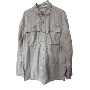 L.L.Bean Button Down Vented Fishing Shirt Men's XL Beige Outdoor Long Sleeves